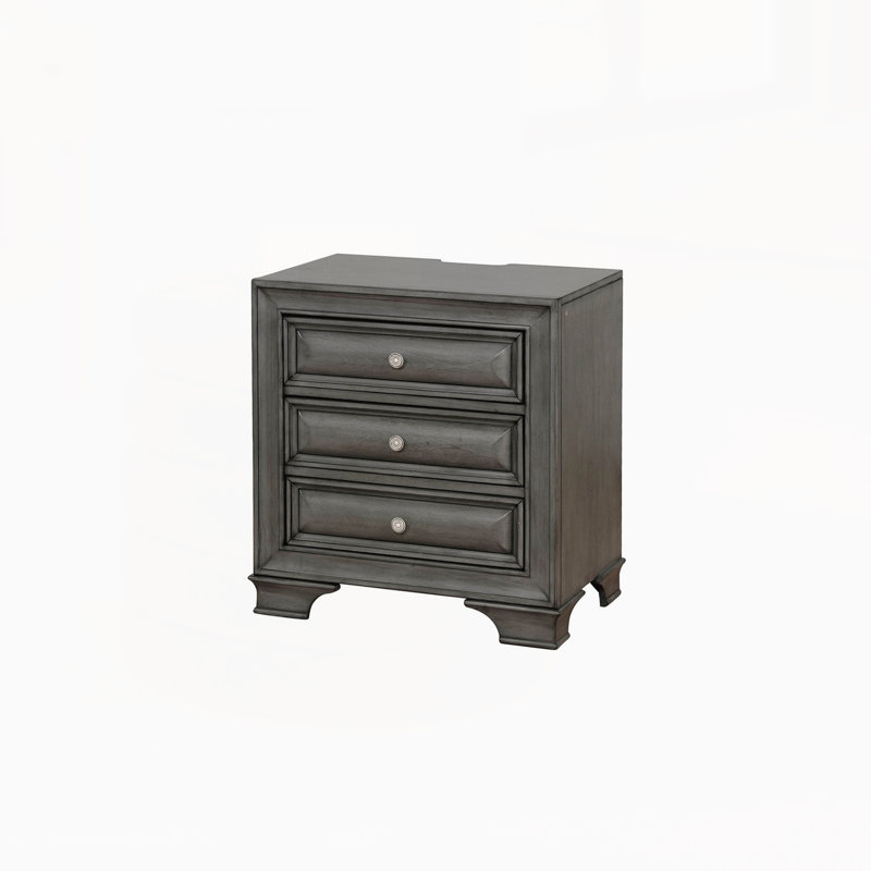 Table de chevet moderne avec tiroirs, Gris