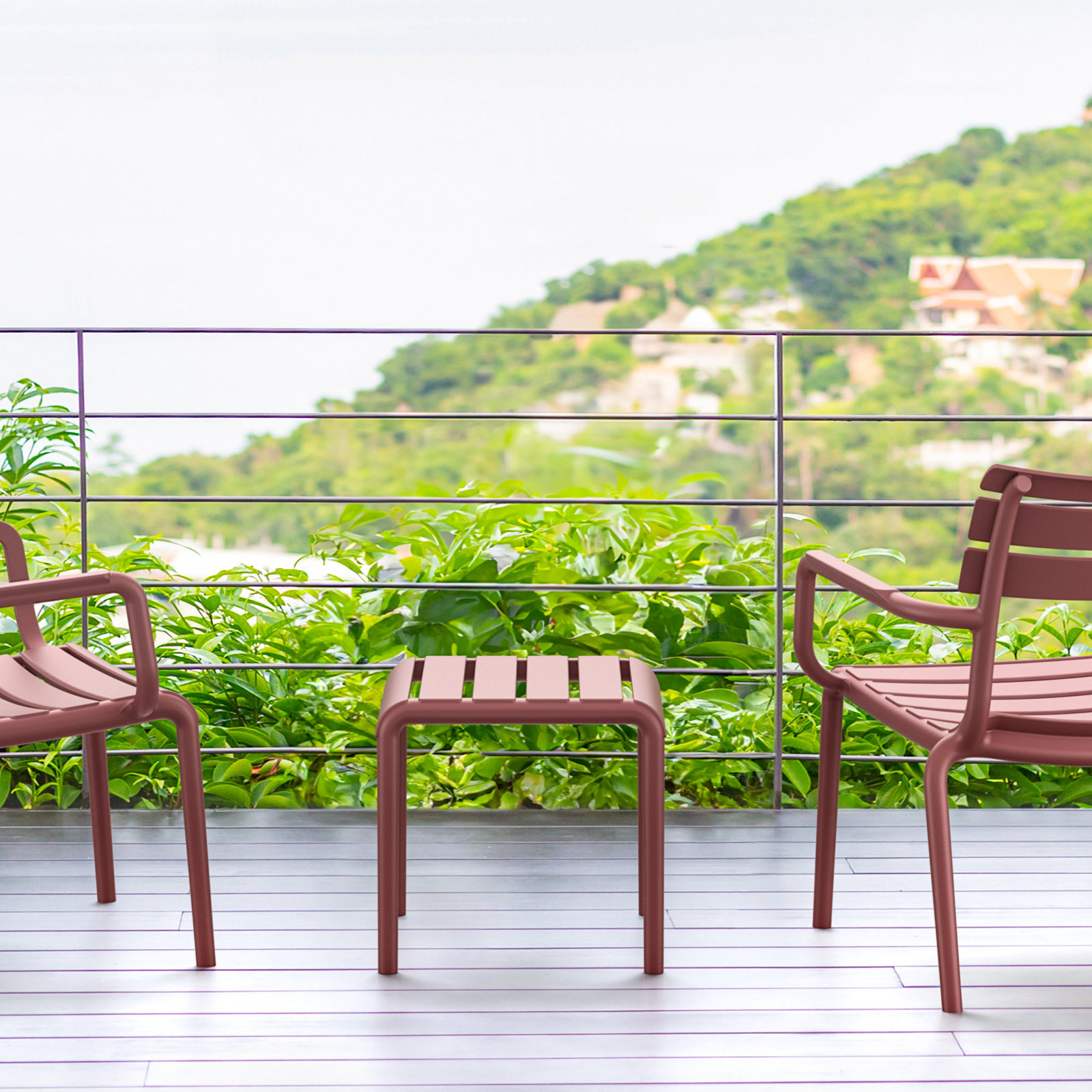 Paris 16" Outdoor Side Table, Marsala