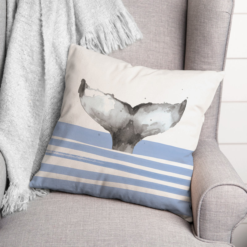  Housse et insert de coussin carré Whale Tail, Bleu