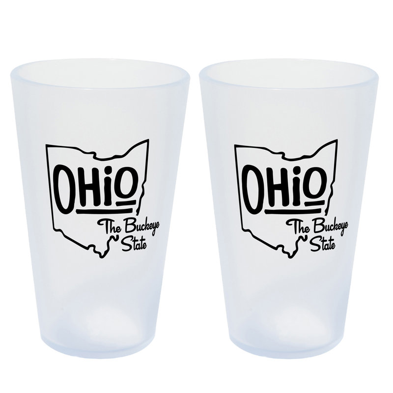 Silipint: Verres State Pint 16 oz: paquet de 2 - Ohio - tasses en silicone glaçons, incassables