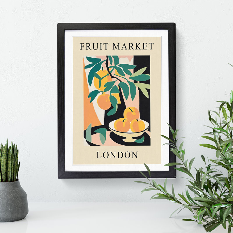Peach London Fruit Market Exhibition - Framed Print, 46cm H x 34cm W x 2cm D