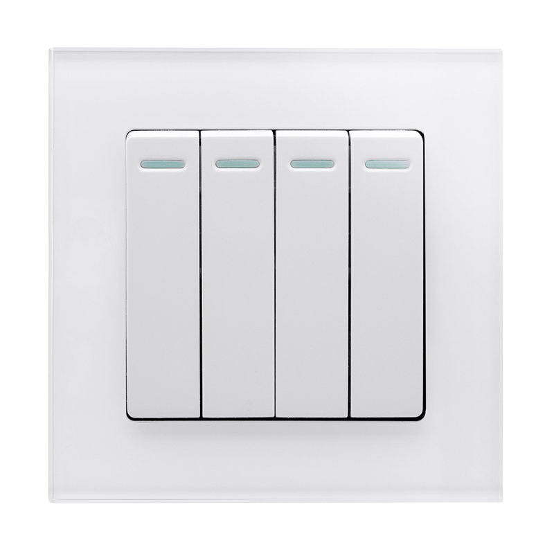 Crystal PG 4 Gang Rocker Light Switch White, White