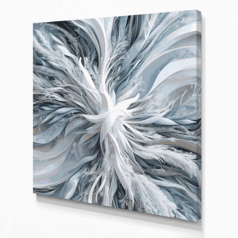 Digital Abstraction Gray Canvas Wall Art, 16" H x 16" W