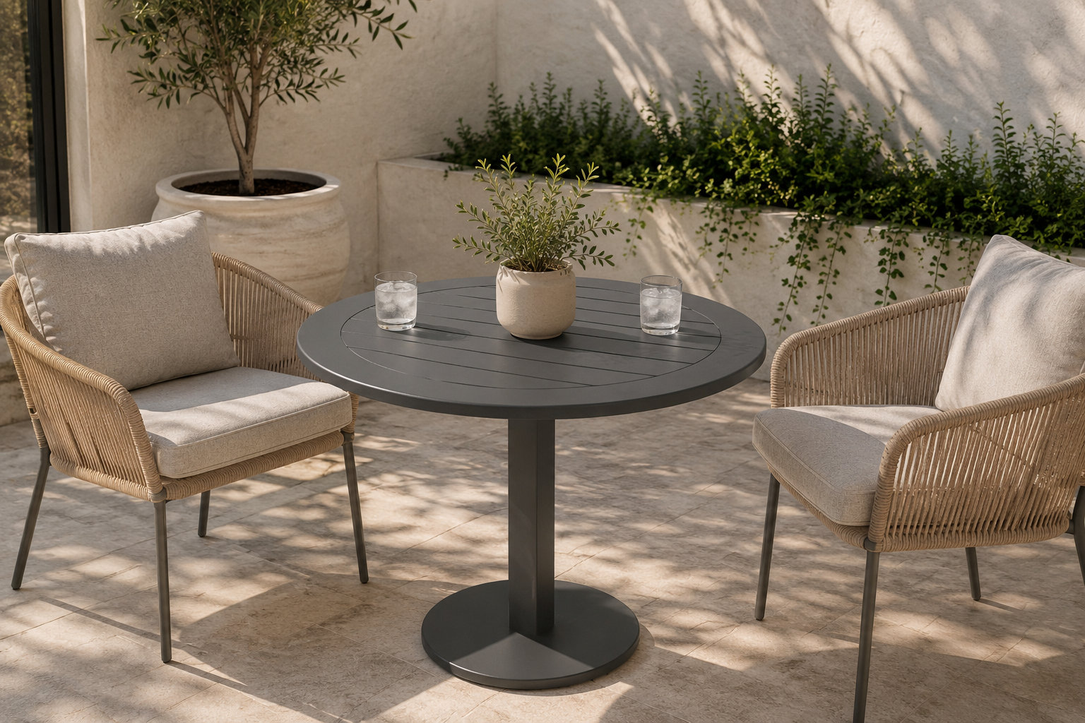 Sunset 30 " Patio Dining Table, Gray, 30" H x 35" L x 35" D