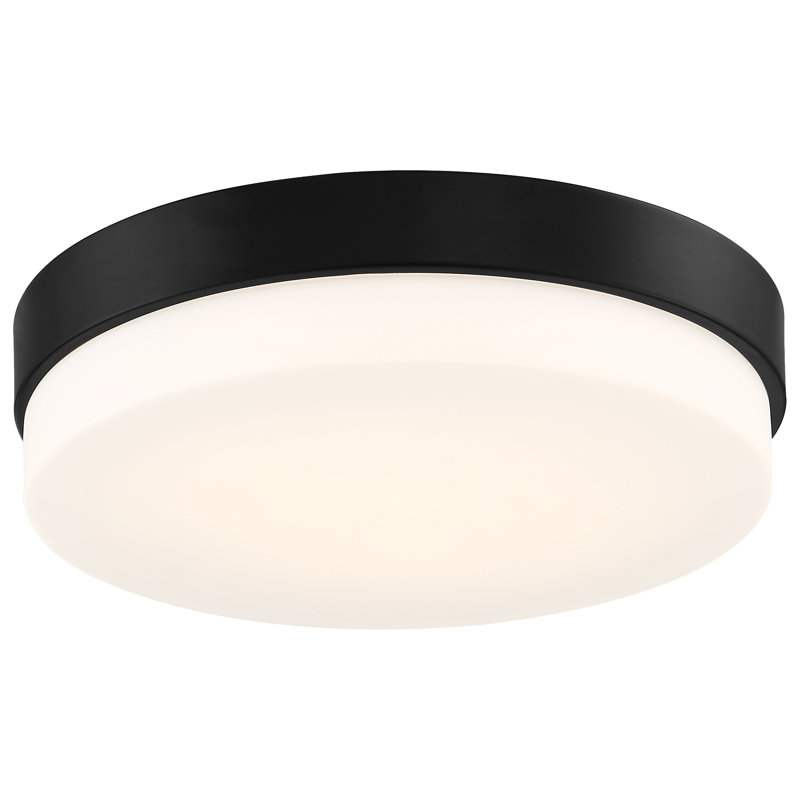 Jamita Glass LED Flush Mount, Matte Black, 3" H x 14" W x 14" D