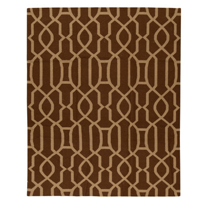 Tapis rectangulaire en laine à tissage plat