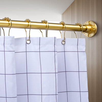Barre de rideau de douche industrielle - Barre de tension 2 en 1 - Acier métallique doré, antirouille et antidérapante - 109 à 183 cm