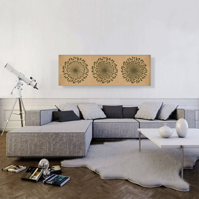 Dandelion olive beige brun - impression sur toile tendue