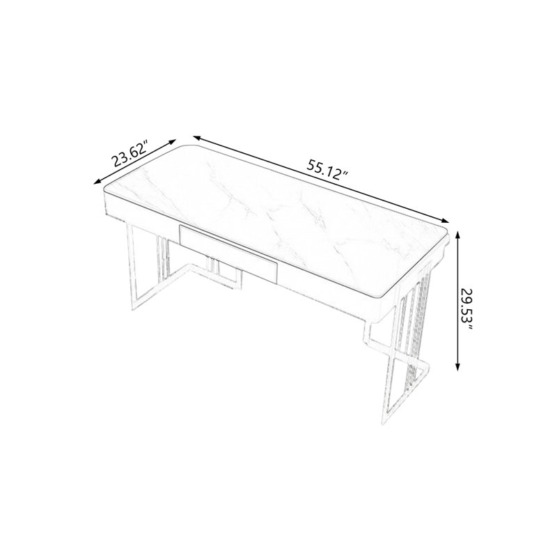 Bureau rectangulaire noir fabriqué avec 1 tiroir, H 29,53 po x l 55,12 po x P 23,62 po