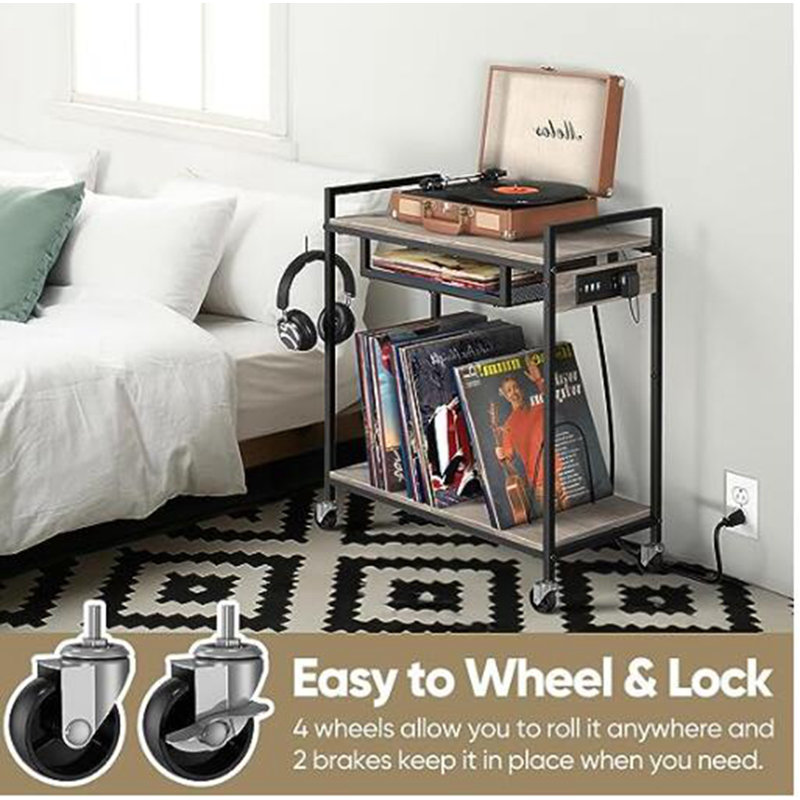 25.47 " H Media Shelves, Gray/Black