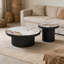 Ensemble de 2 tables basses, table basse ronde en panneau de fibres à densité moyenne en bois aggloméré pour le salon