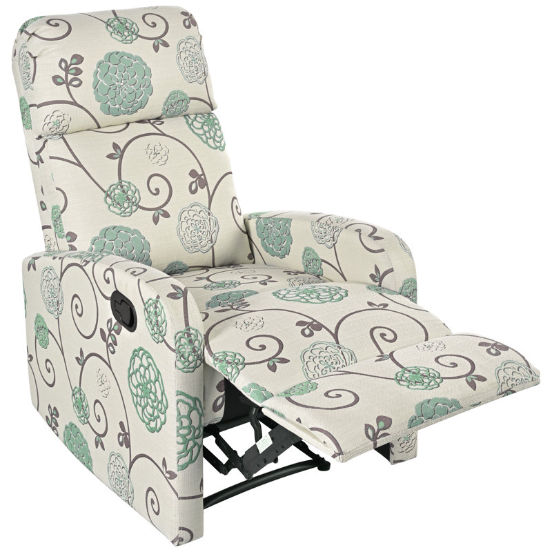 Josselyne Recliner, Beige/Blue Floral Polyester