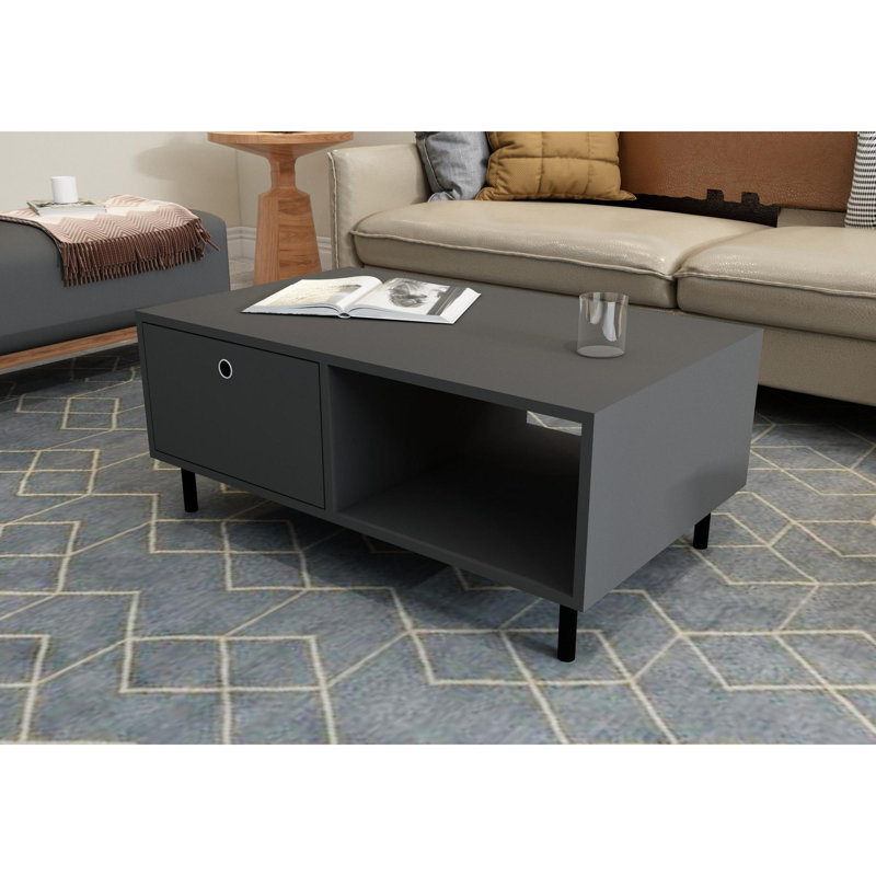 Stylish Coffee Table, Anthracite, 39.4 x 16.9 x 23.6 inches | 100% Melamine Coated Particle Board, Thickness: 0.7 inches | Modern Design, Durable & Easy to Clean | Perfect for Living Room & Home Decor