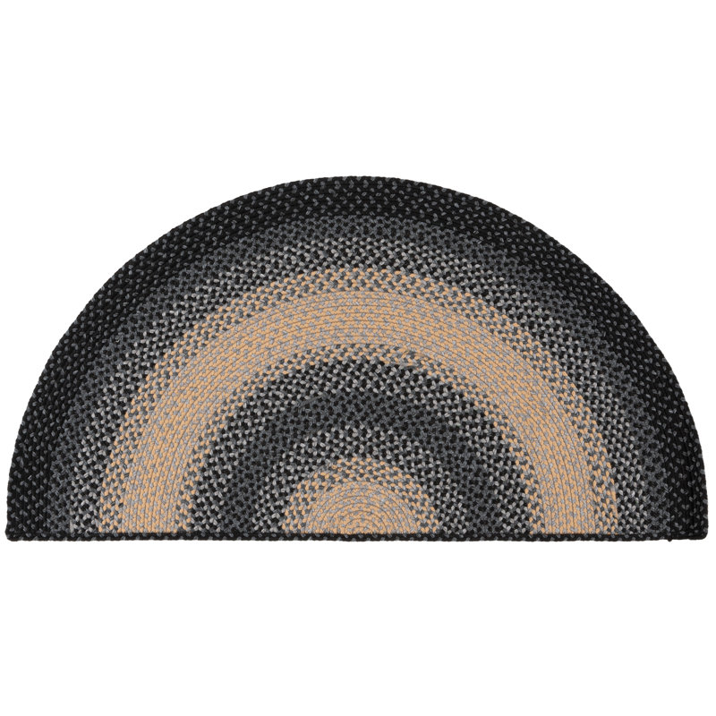 Tapis d'intérieur / extérieur géométrique tissé à la main Georgina, Demi-cercle 2 pi 6 po x 5 pi