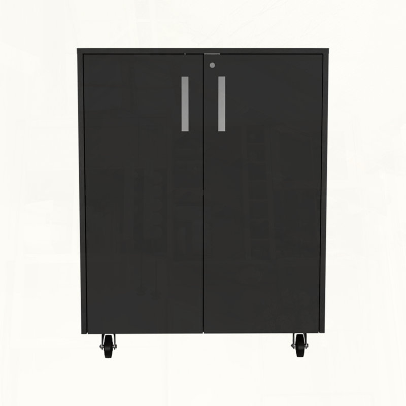 Armoire à double porte avec roulettes et serrure