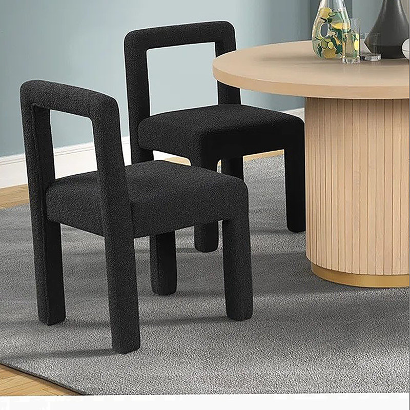 Ensemble de 2 chaises de salle à manger modernes à dossier ouvert carré, noir, Noir