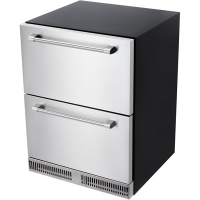 24 Inch Refrigerators, 5.12 Cu.Ft Under Counter Refrigerator with Removable Inside Basket, Built-In and Freestanding Refrigerator, Waterproof,Dual Drawer,Fingerprint Resistant, Stainless Steel