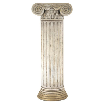 12.8" x 10" Antique Magnesium Pedestal Stand, 30.9" Tall Ribbed Column Display Table with Base, Vintage Home Decor Plant Stand