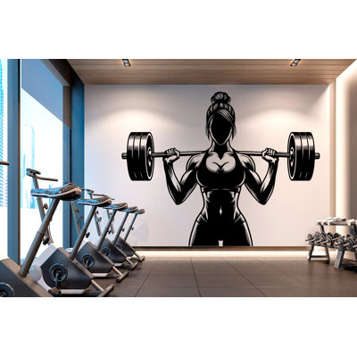 Adhésif décoratif pour salle de gym Home Gym Girl Power Fitness citation Decor Workout Art