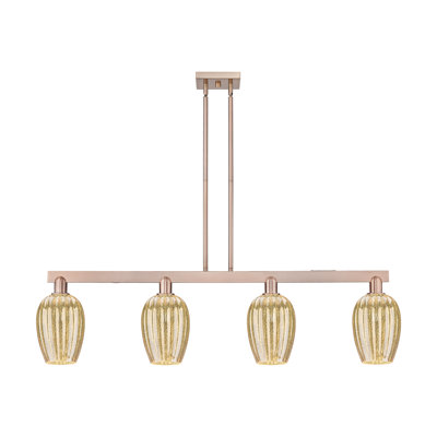 Hailsham - 4 Light Flute Shade Stem Hung Island Light