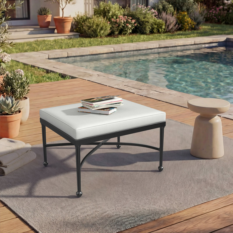 Sunbrella® Outdoor Ottoman Seat Cushion, 23" W x 19" D, Canvas White