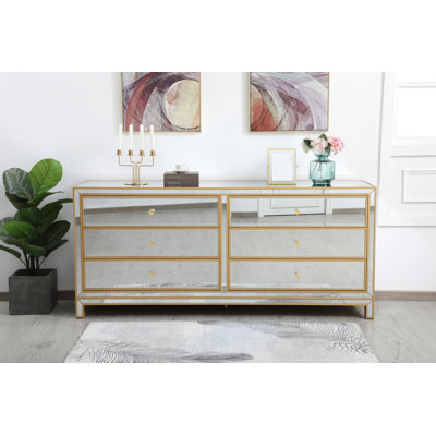 Commode double 6 tiroirs Rotella Mirrored