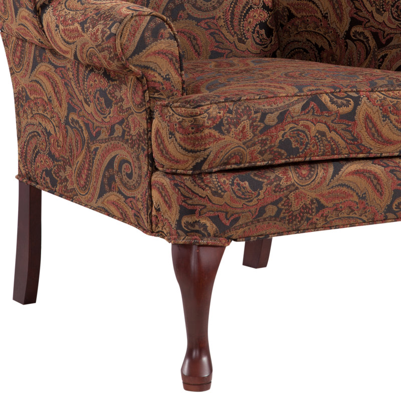 Edson Upholstered Wingback Chair, Cranberry Chenille