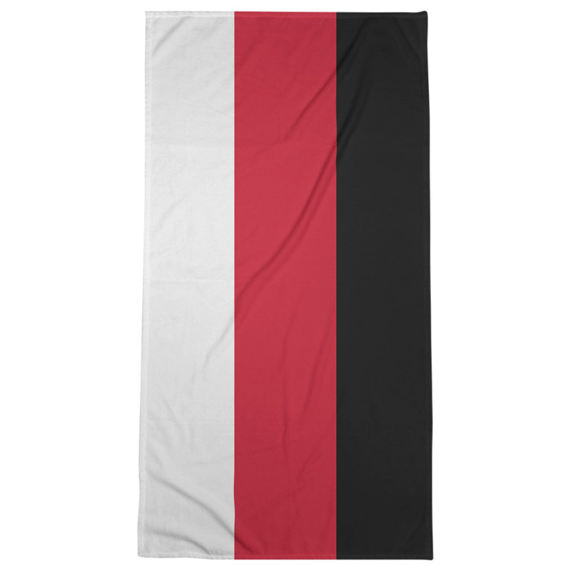 Lightweight Beach Towel, White/Red/Black, Poly/Cotton