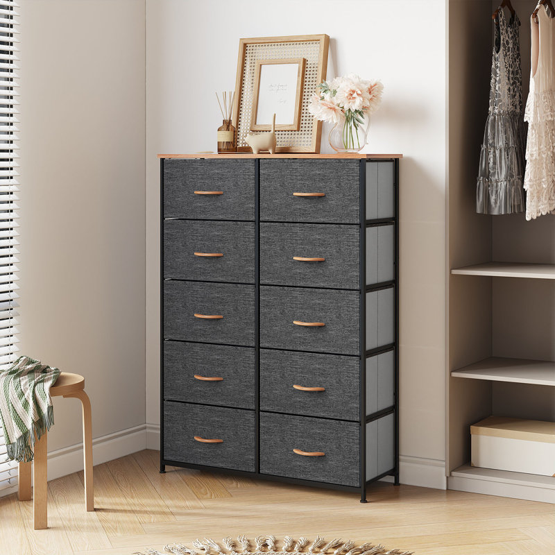 Commode 10 tiroirs Prendergast, Gris foncé