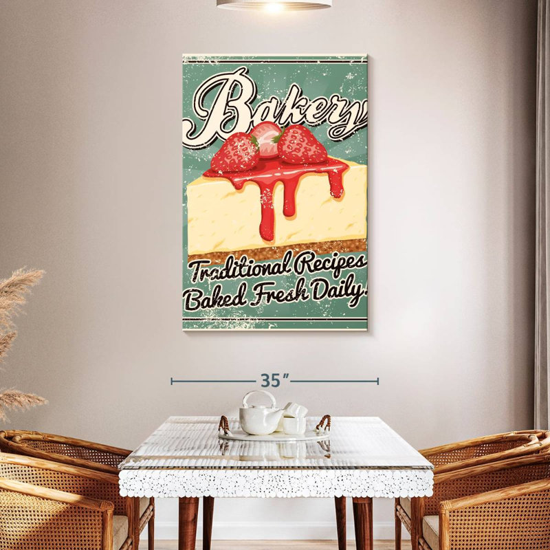Plaque murale Kema Strawberry Cheesecake Bakery, H 48 po x l 32 po