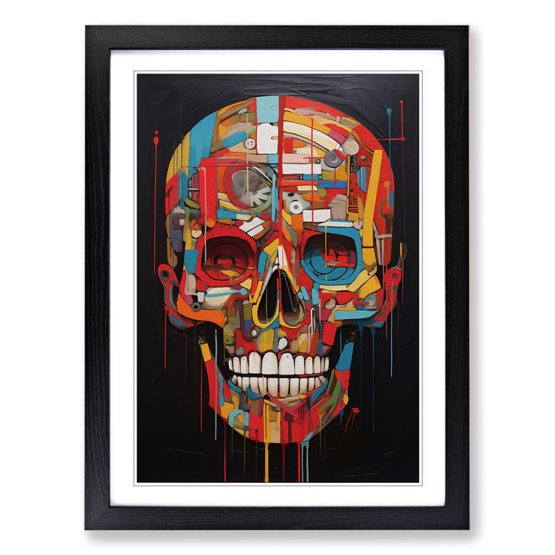Skull Dadaism Art - Framed Print, Black Framed, 34cm H x 25cm W x 2cm D