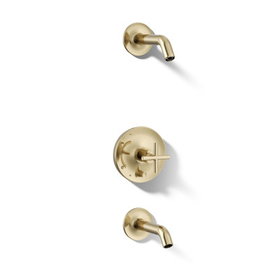 Purist Rite-Temp Bath And Shower Trim Set With Push-Button Diverter And Lever Handle, Less Showerhead
