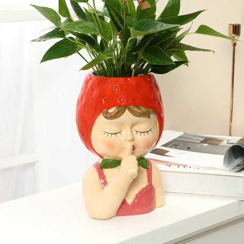 Grand vase sculpture en céramique Lady Strawberries