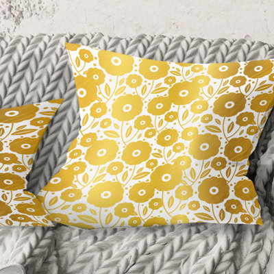 Coussin Golden Floral I - Mid-Century Modern
