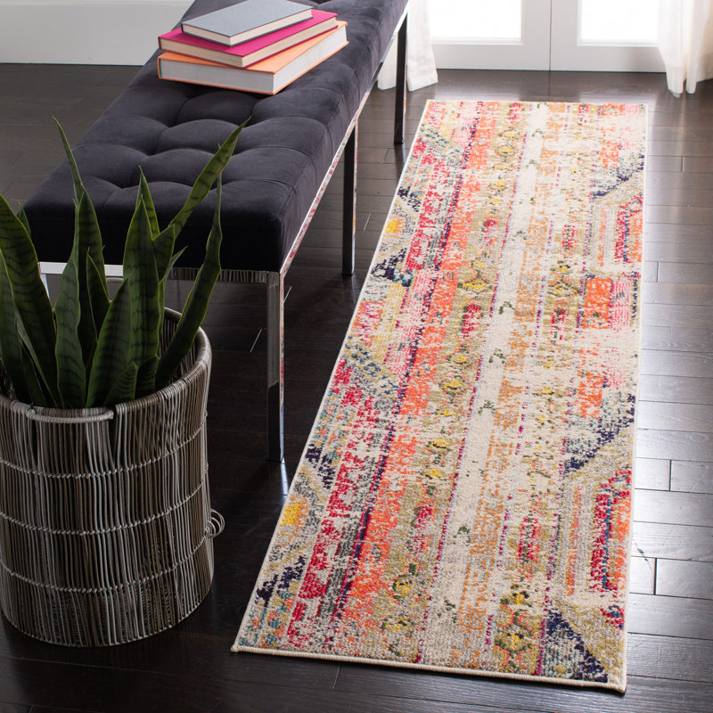 Tapis gris / orange Stanback, Tapis de couloir 2 pi 2 po x 6 pi