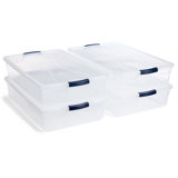 Rubbermaid Cleverstore Clear 41 Qt Plastic Storage Bins with Lids, 4-Pack