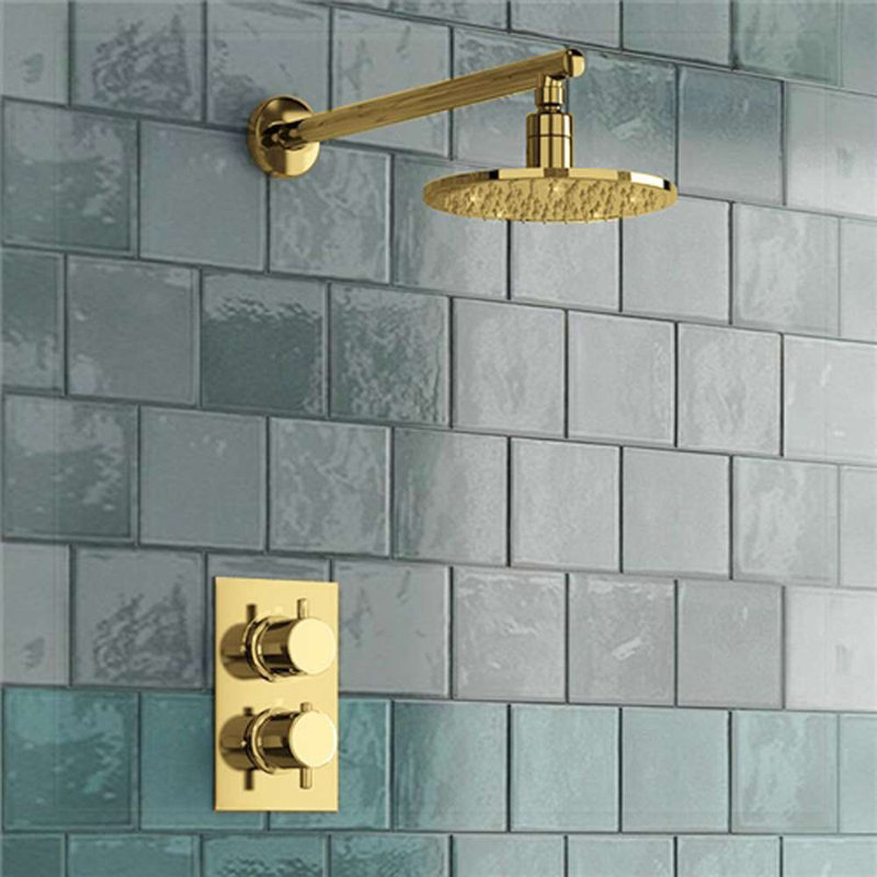 Ensemble de douche thermostatique à DEL Milan pour une expérience luxueuse avec température intelligente, Doré