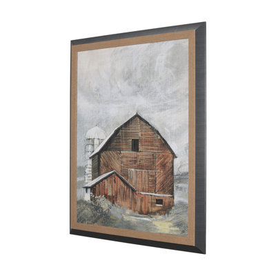 «Old Barn a Hand», reproduction d'art encadrée texturée