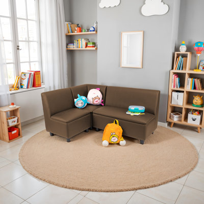 Ensemble 3 pièces de sièges modulaires en L Kid Comfort - chocolat