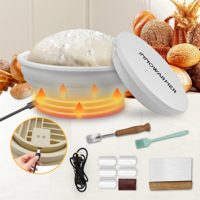 Silicone Sourdough Bread Proofing Basket, Electric Heating Sourdough Bread Baking Supplies, Round Sourdough Starter Kit, Proofing Basket For Bread Baking, Bread Making Supplies Tools