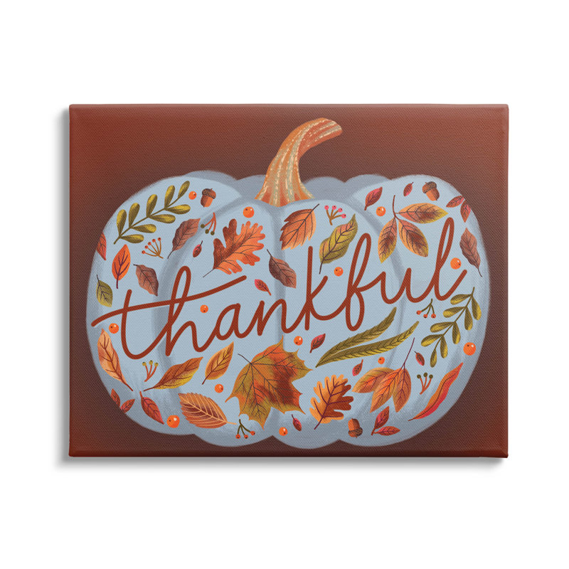 "Thankful Leaf", citrouille à motif d'art sur toile par Nancy Mckenzie, H 24 po x l 30 po x P 1,5 po