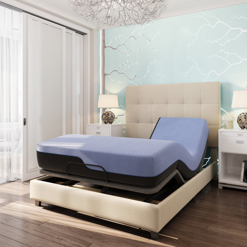 Matelas en mousse à mémoire de forme de 12 pouces avec base - housse de glace bleue et 6 ressorts ensachés pour un ajustement de 2,5 gélules