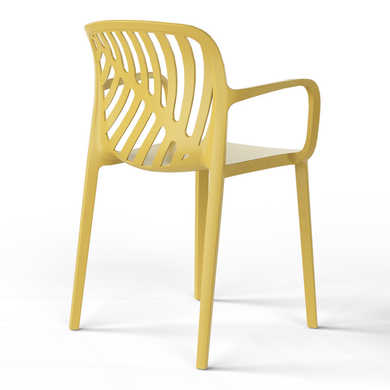 Chaise de salle à manger d'extérieur empilable (ensemble de 2), Jaune