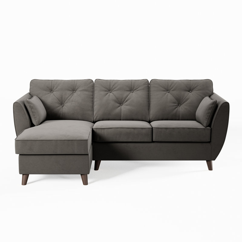 HOXTON CHAISE FOAM MALIA FOOT, Left Hand Facing, Dark Brown Wood, Asphalt