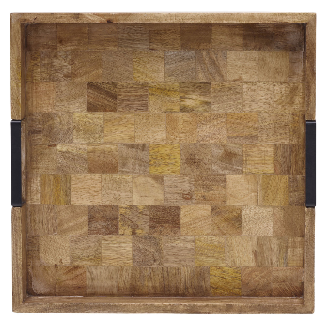 Gourmet Basics by Mikasa Avery Square Mango Wood Lazy Susan Serving Tray, 14 Inch, Brown Gourmet Basics by Mikasa