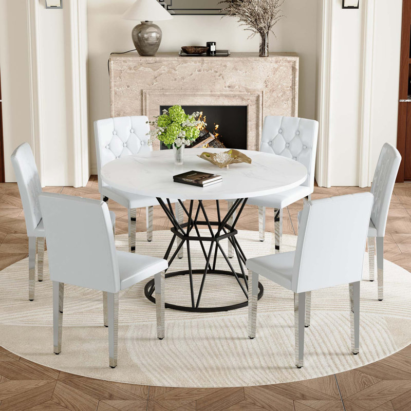 Ensemble repas industriel avec chaises ergonomiques, Blanc