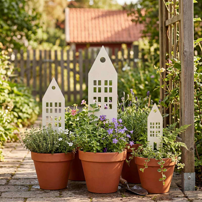 Garden Stake Outdoor Decor Ornament Patio Decoration Modern Art, White