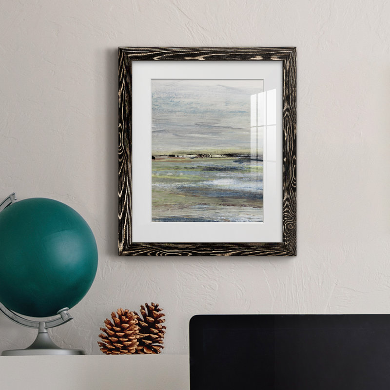 Wetlands I - peinture encadrée, Cadre noir, H 20 po x l 17 po x P 1,5 po