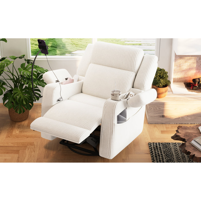 Fauteuils inclinables électriques avec rangement, fauteuil pivotant moderne en velours côtelé pour la maison