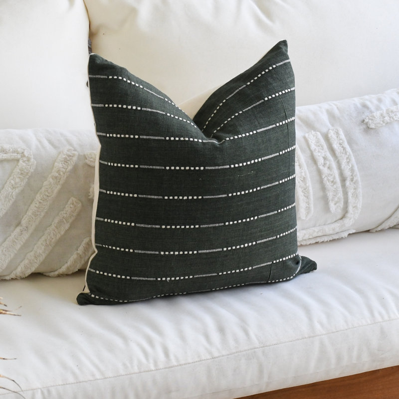Sundara Threads Handwoven Cotton BOHO Pillow Cover, Green, 18"H x 18"W, Square